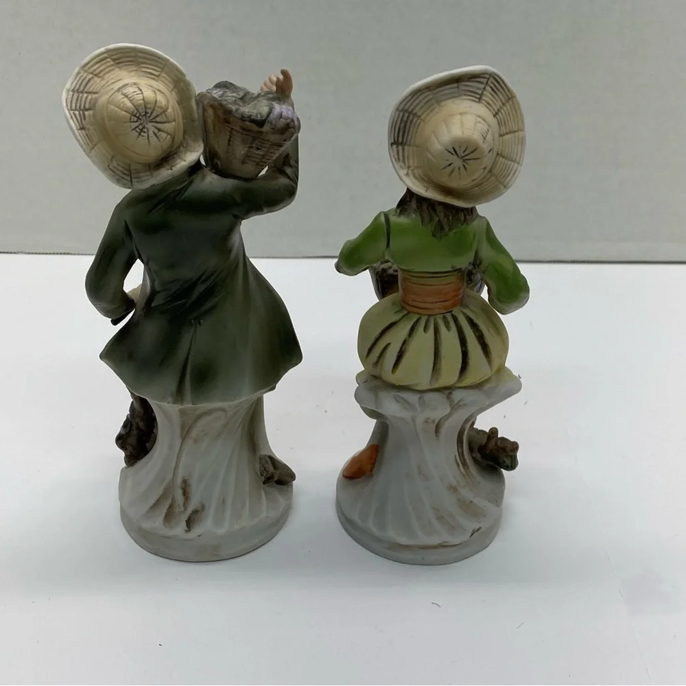 Vintage Homco Vineyard Couple Figurines Man & Woman#1258 Grapevine Harvesters 8